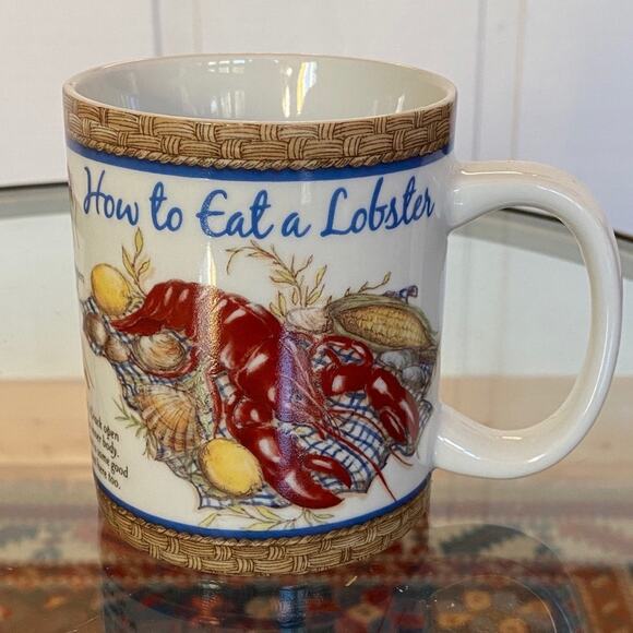 Cape Shore Glossy White Coffee Mug "How to Eat a Lobster" - Picture 1 of 7